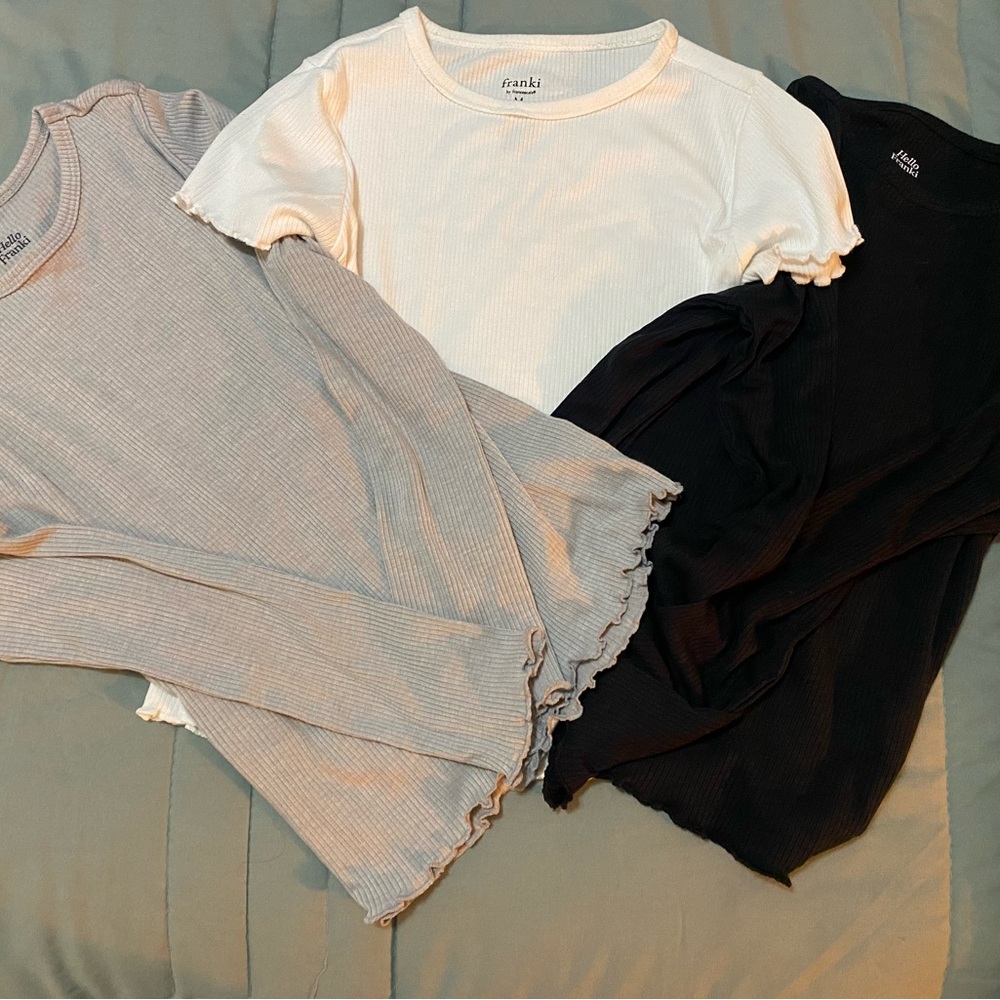 White and Gray Long Sleeve Tees Essential Comfort (Bundle DEAL!!!) All 3 tops!!!